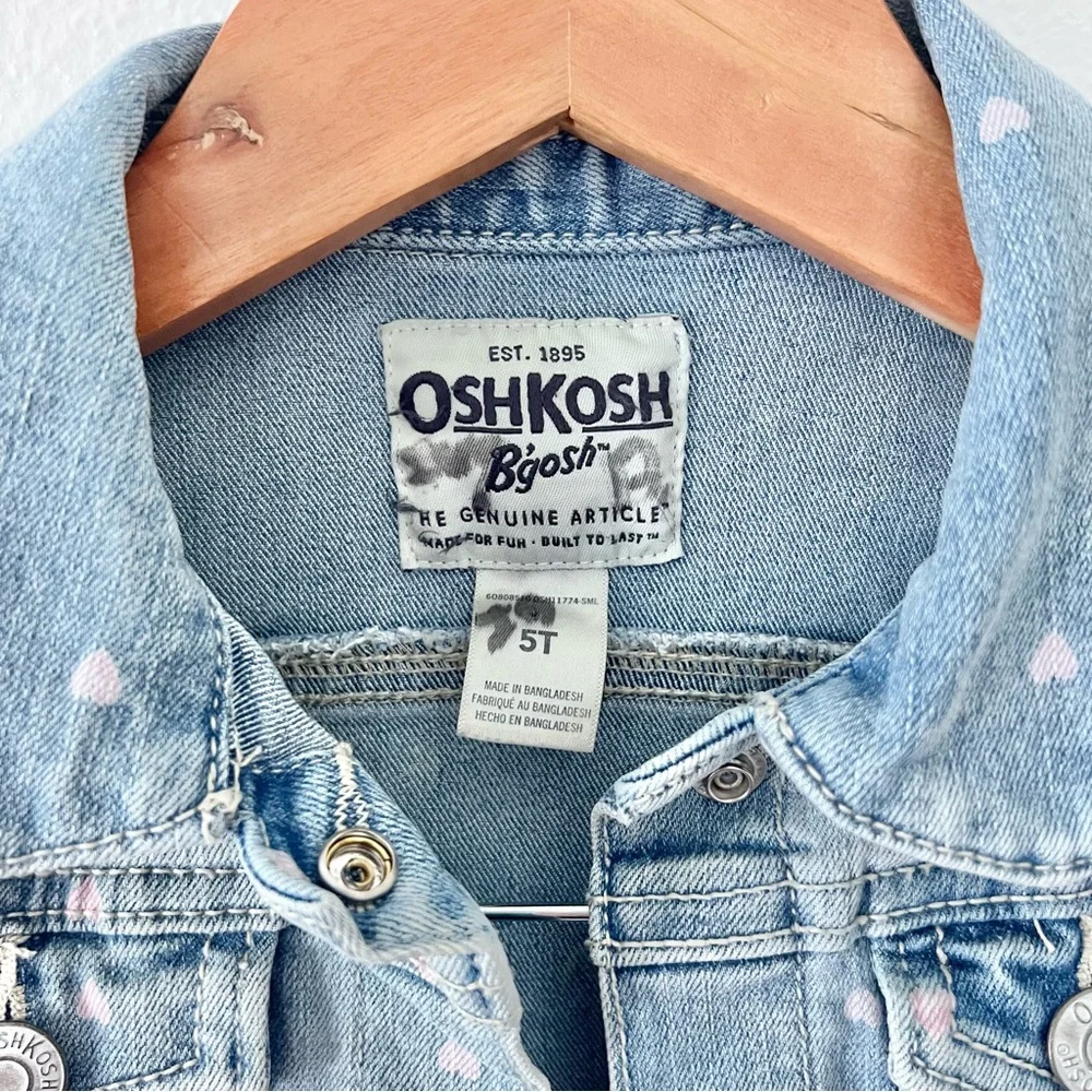 Oshkosh Denim Heart Print Jacket Sz 5